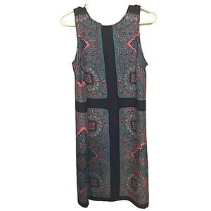 Loft Pink and Blue Sheath Dress Sleeveless M